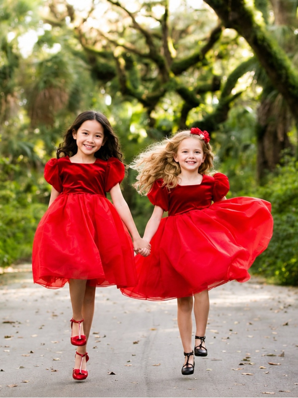 Taylor Joelle Holly Bloom Girls Red Velvet Party Dress Puff Sleeve Organza 10